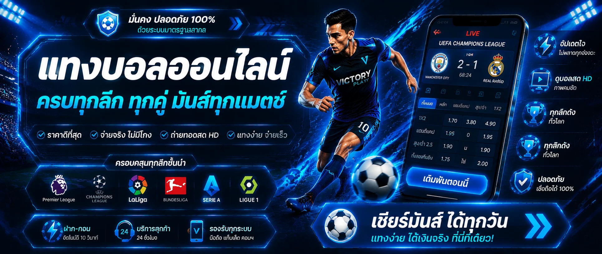 แทงบอลออนไลน์ OMGONE เดิมพันกีฬาครบทุกลีก ราคาน้ำดี